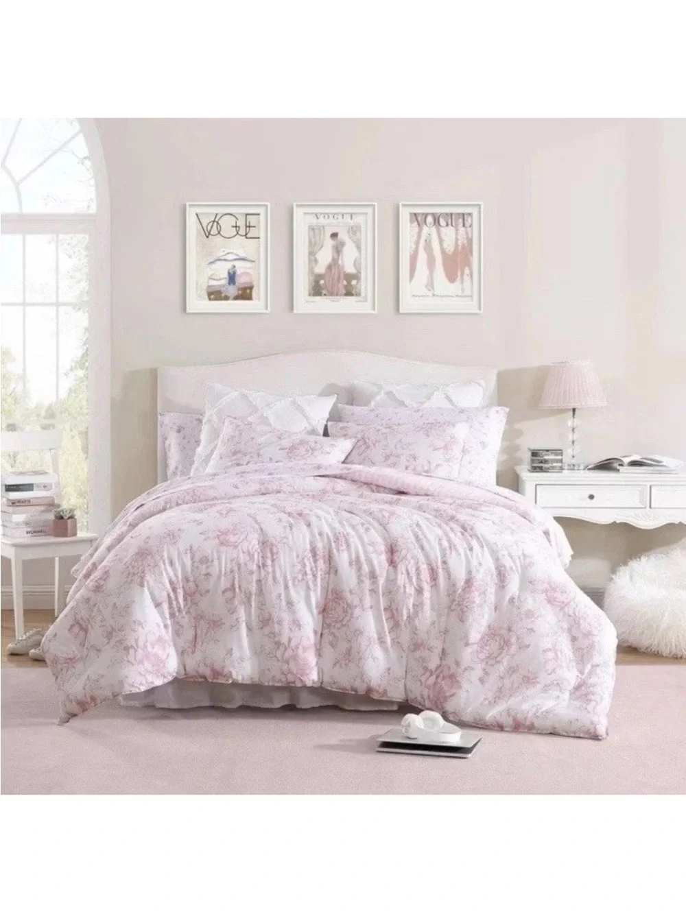 Laura Ashley Delphine Twin XL Pink Floral Reversible Comforter Set 2pc NWT